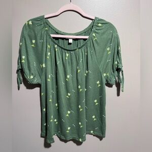 Style & Co Green Palm Trees Women's Top Large